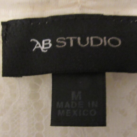 AB Studio Lace Flyaway Vest Women's Medium Oatmeal Linen Blend Open Front Draped - Picture 6 of 8